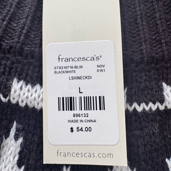 Francesca's MI Ami  Black and White Knit Sweater NWT - Picture 2 of 3
